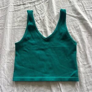 AIMWND Teal Ribbed V-Neck Tank Top